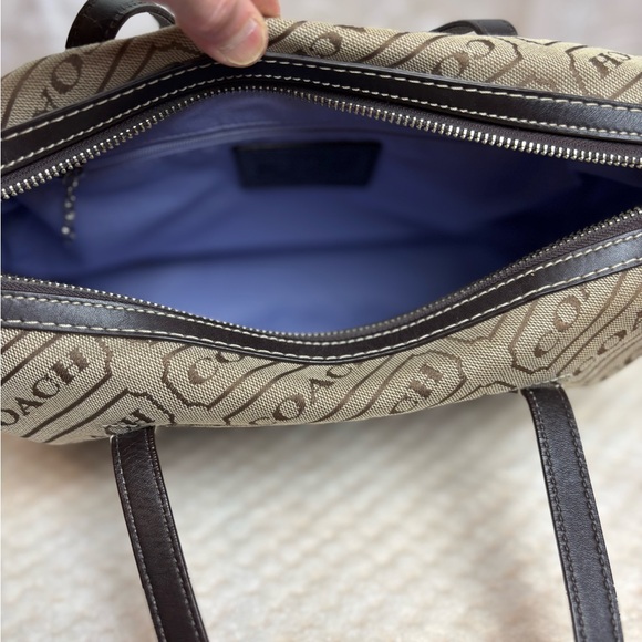 Coach Vintage Signature Logo Brown Stripe canvas Bag/Tote - Picture 10 of 15